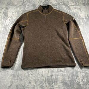 Thermo brown and yellow 1/4 zip pullover sweater